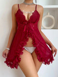 LacyMate™ Wine Silk V Nightgown