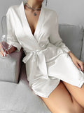 LacyMate™ Sleek Satin Long Sleeve Robe