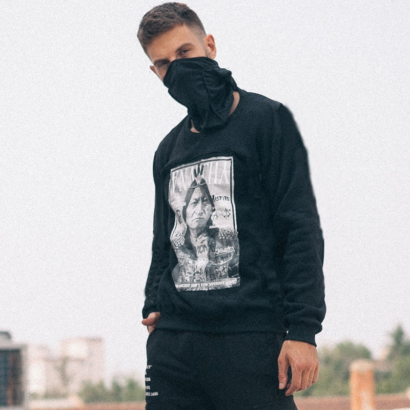 European and American high street trendy men's hoodie with fleece brand HBA men's jacket, hip-hop thick loose street pullover hoodie