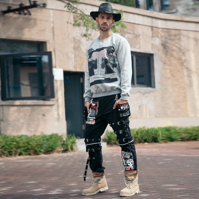 European and American high street fashion brand hip-hop round neck sweatshirt for men, Korean version for trendy students, loose casual trend with plush fabric for men, Hong Kong style
