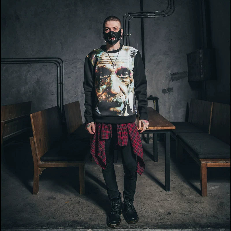 Teenage trendy punk street, European and American high street, Einstein 3D avatar, digital printing space cotton hoodie for men
