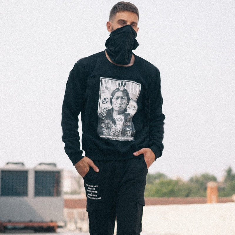 European and American high street trendy men's hoodie with fleece brand HBA men's jacket, hip-hop thick loose street pullover hoodie
