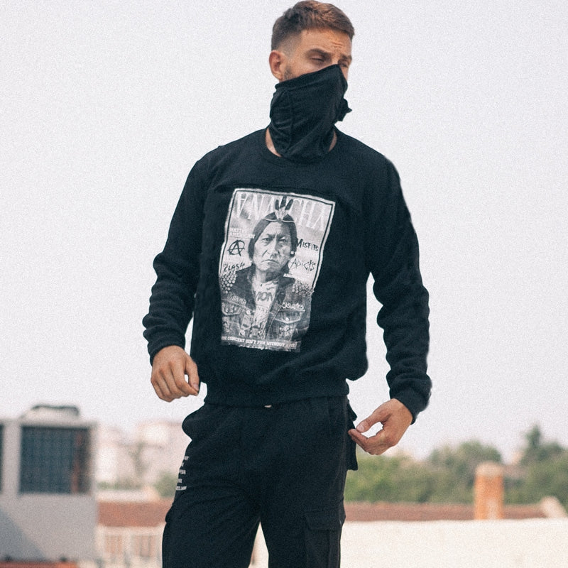 European and American high street trendy men's hoodie with fleece brand HBA men's jacket, hip-hop thick loose street pullover hoodie