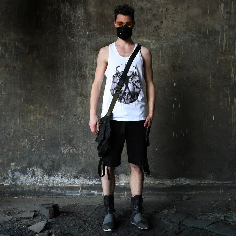 European and American street camisole, trendy brand short sleeved T-shirt, summer personalized rock trend, men's loose hip-hop T-shirt, pure cotton