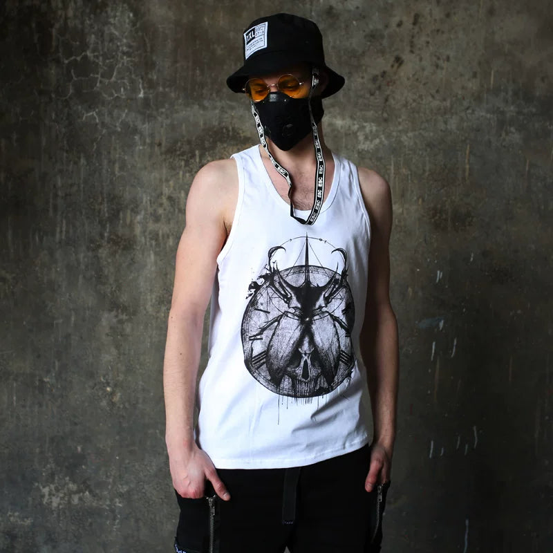 European and American street camisole, trendy brand short sleeved T-shirt, summer personalized rock trend, men's loose hip-hop T-shirt, pure cotton