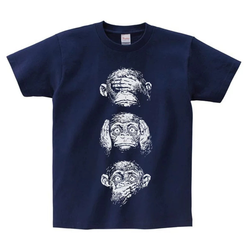 European and American street punk Japanese trendy brand Harajuku T-shirt cartoon monkey t-shirt rock monkey head short sleeved men's plus size