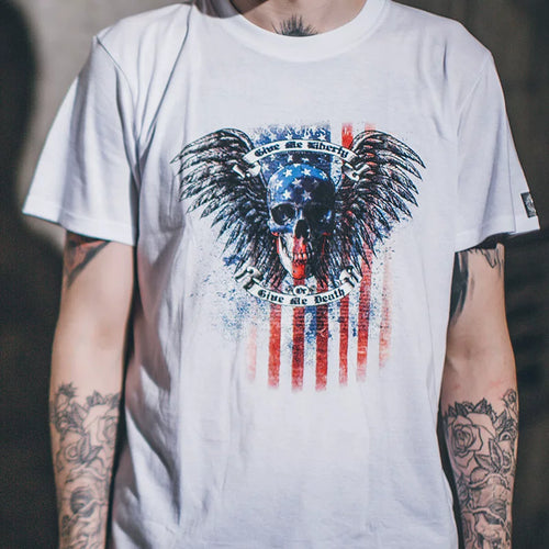 American 3D Skeleton Devil Trendy Men's Short sleeved Men's Trendy Skeleton Rock T-shirt Fitness Fitness Fitness Type Pure Cotton Round Neck