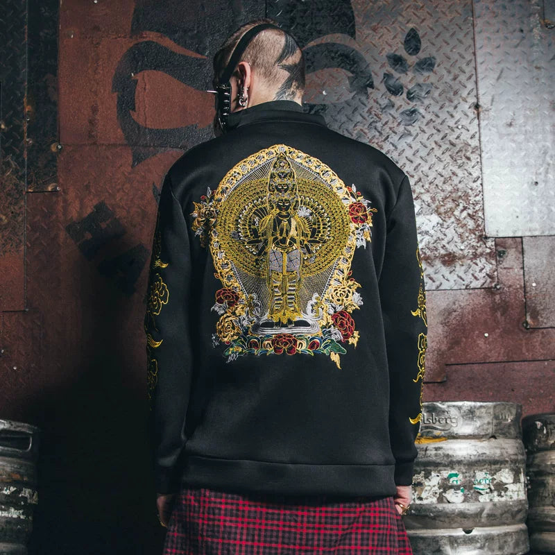 Original Design Trendy Brand Chinese Style Ethnic Style Embroidery Antique Yokosuka Space Cotton Solitary Coat Hoodie for Men