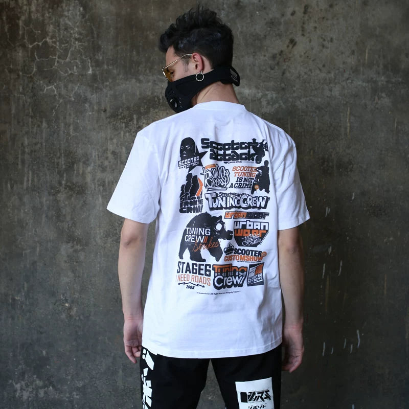 Simplefad American West Coast Hip Hop Street Graffiti Street Dance Skateboarding Rap Spray Painting Short Sleeve T-shirt Men's Tee