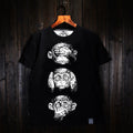 European and American street punk Japanese trendy brand Harajuku T-shirt cartoon monkey t-shirt rock monkey head short sleeved men's plus size