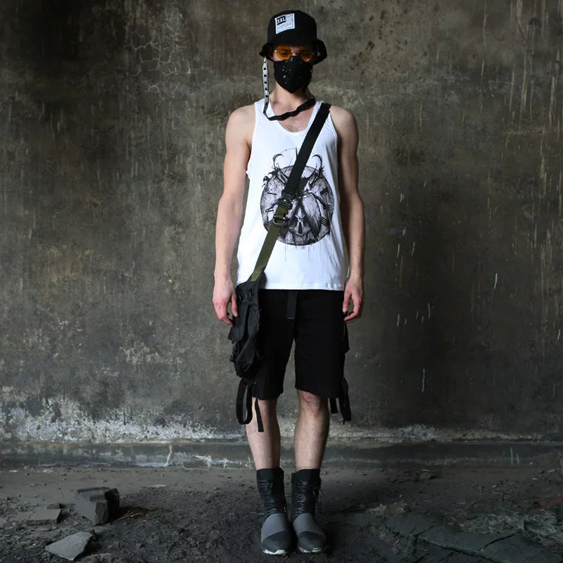 European and American street camisole, trendy brand short sleeved T-shirt, summer personalized rock trend, men's loose hip-hop T-shirt, pure cotton