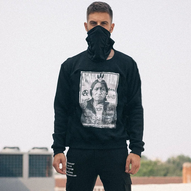 European and American high street trendy men's hoodie with fleece brand HBA men's jacket, hip-hop thick loose street pullover hoodie