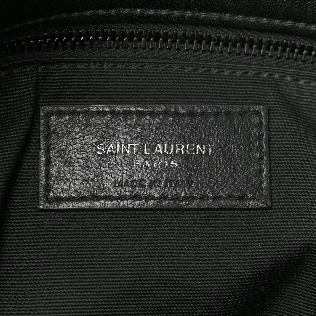 Lambskin Quilted Monogram Monochrome Medium Loulou Puffer Chain Satchel Black