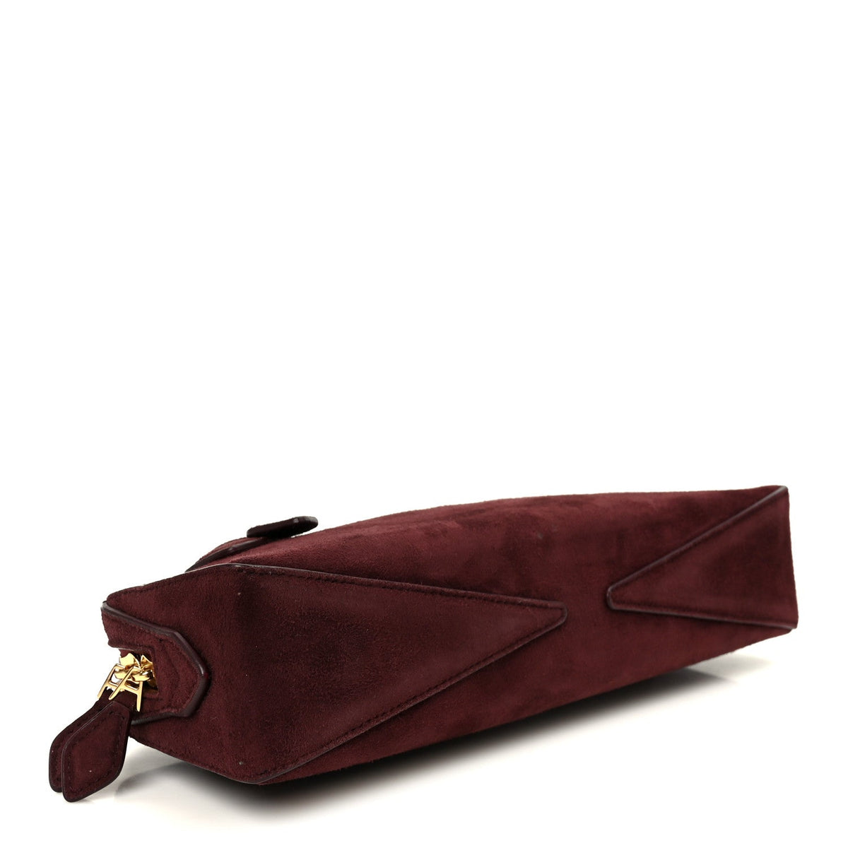 Suede Goatskin Le Teckel Clutch Rouge Grenat