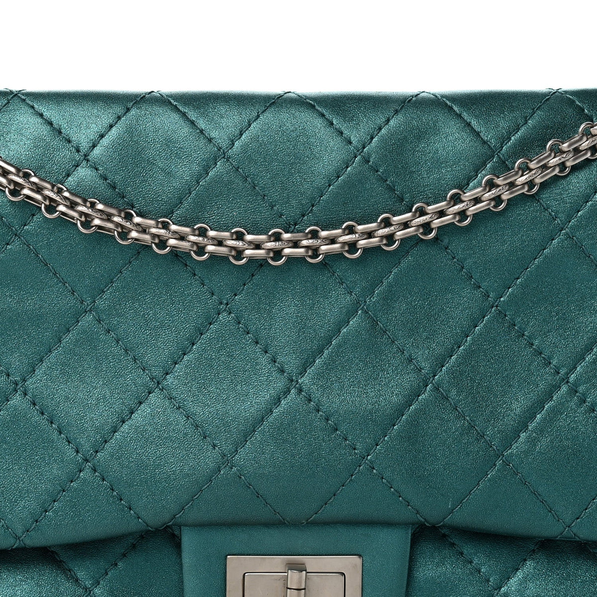 Metallic Calfskin Quilted 2.55 Reissue Flap 227 Turquoise