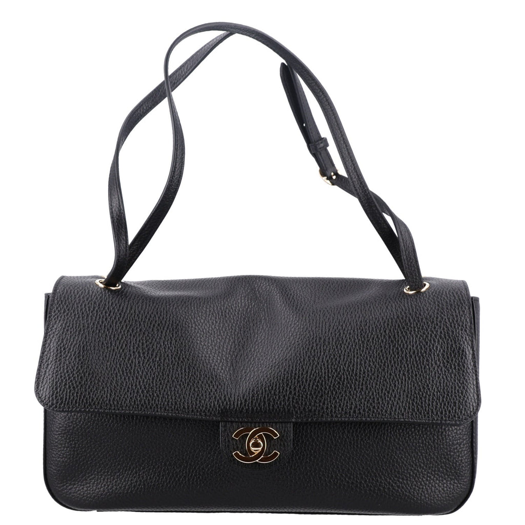 Grained Calfskin Small Souplissimo Maxi Flap Black