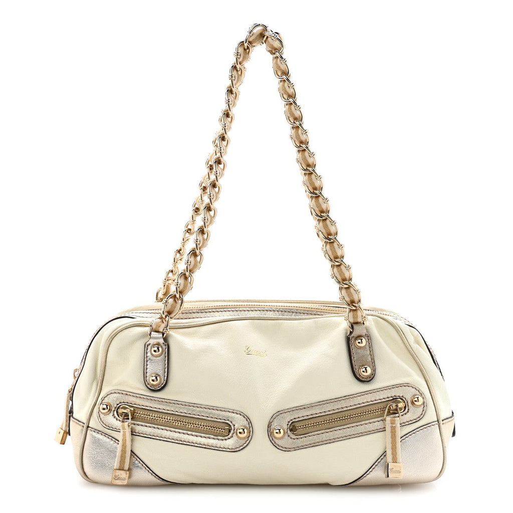 Goatskin Small Capri Bowler White Gold