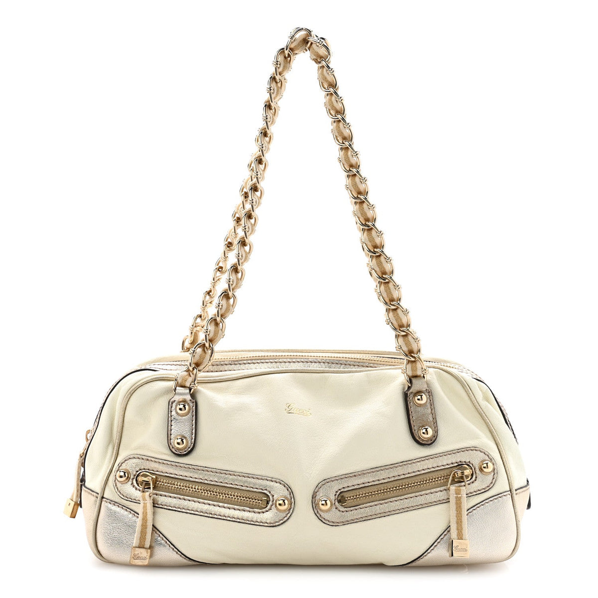Goatskin Small Capri Bowler White Gold