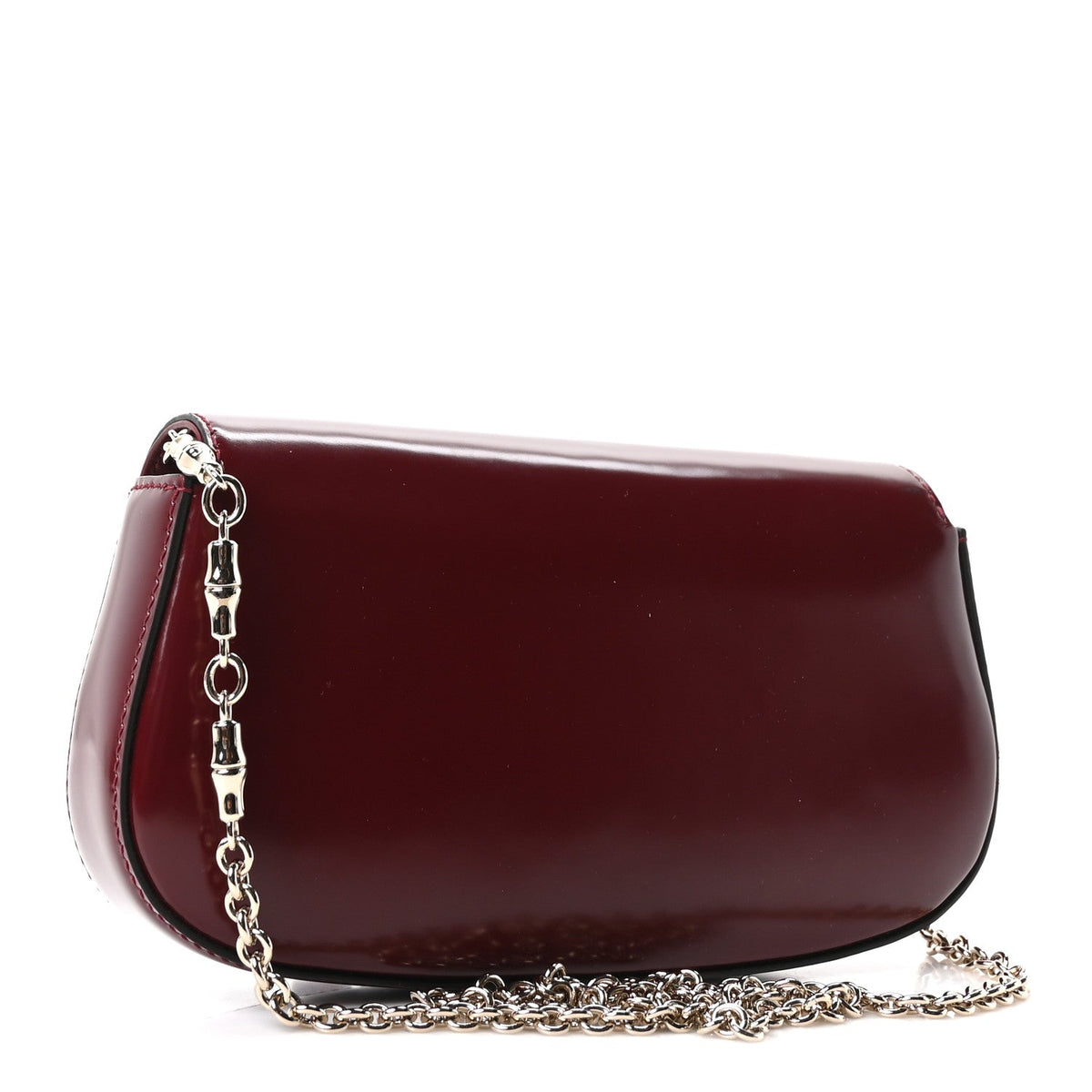 Shiny Calfskin Small Bamboo Night Bag Rosso Ancora