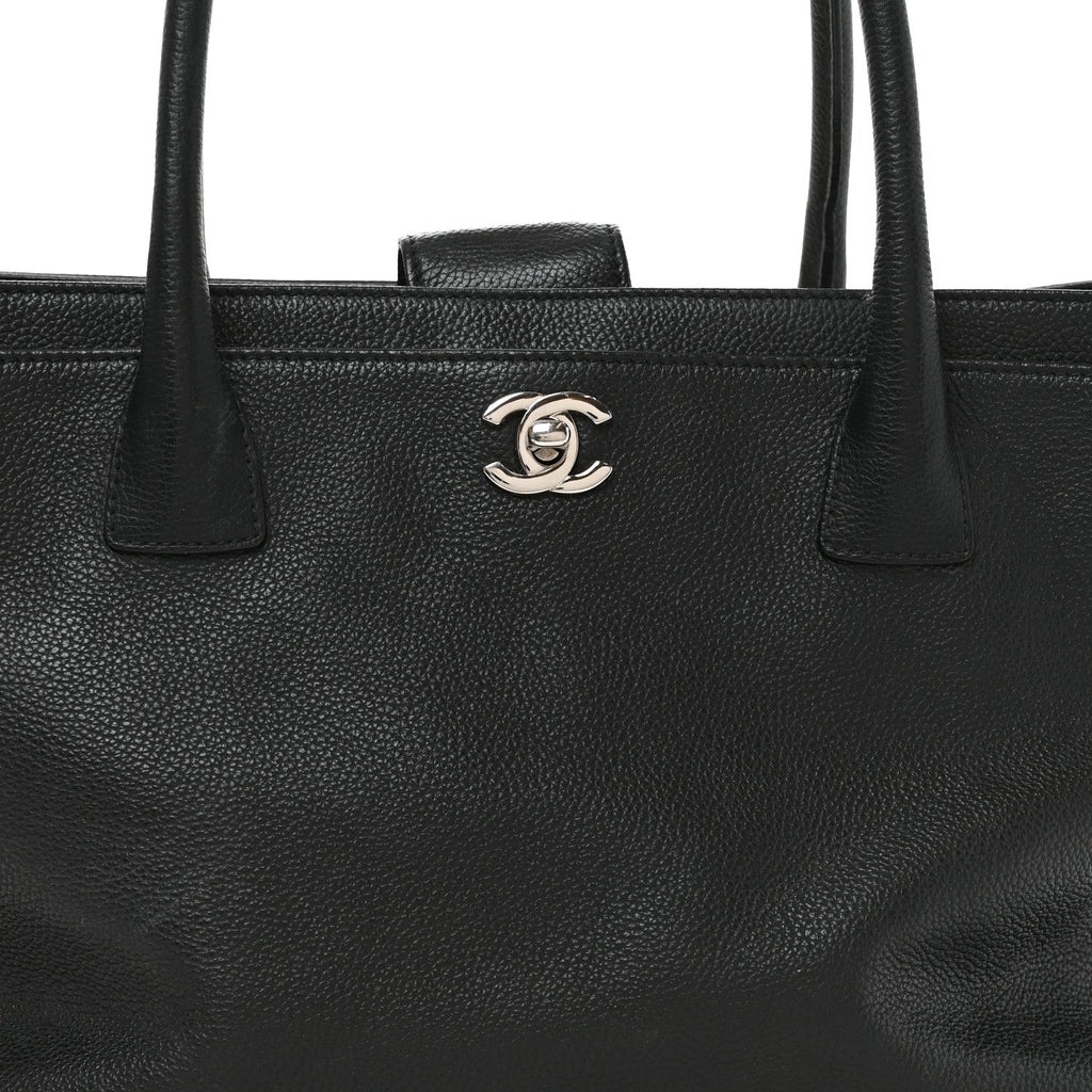 Calfskin Cerf Executive Shopper Tote Black
