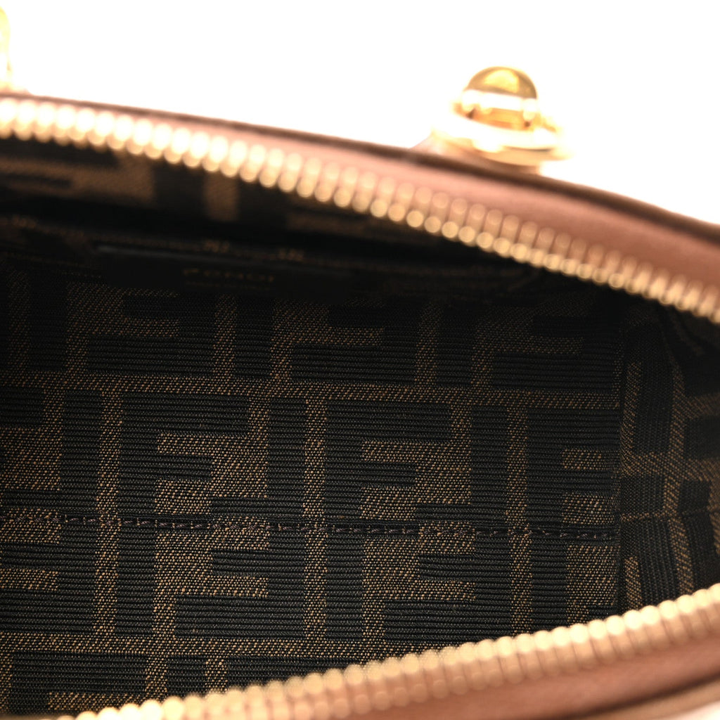 Vitello Grace Jacquard FF Mini By The Way Top Handle Boston Bag  Gianduia Panna
