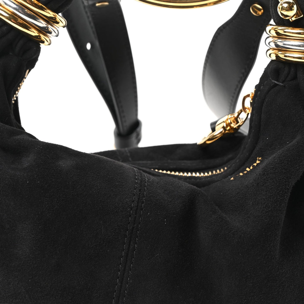 Suede Mini Bracelet Hobo Bag Black