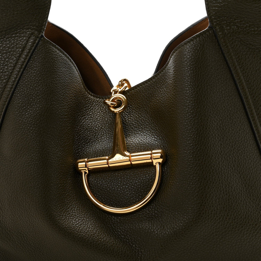 Grained Calfskin Softbit Maxi Shoulder Bag Forest Green