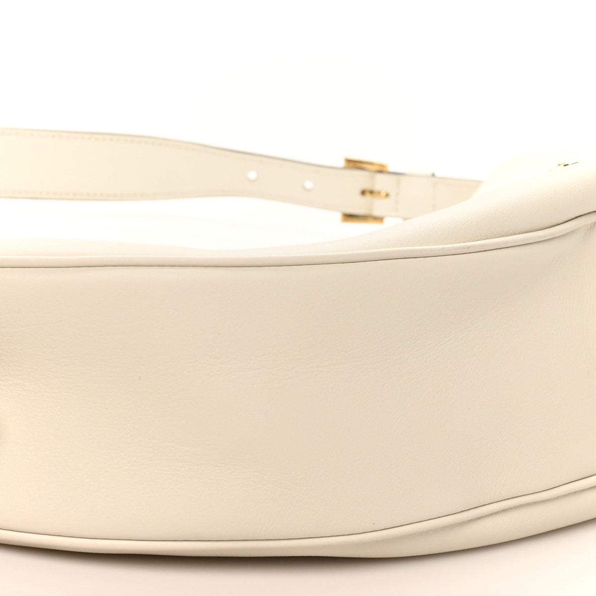 Soft Grain Calfskin Large Demi-Lune Shoulder Bag White