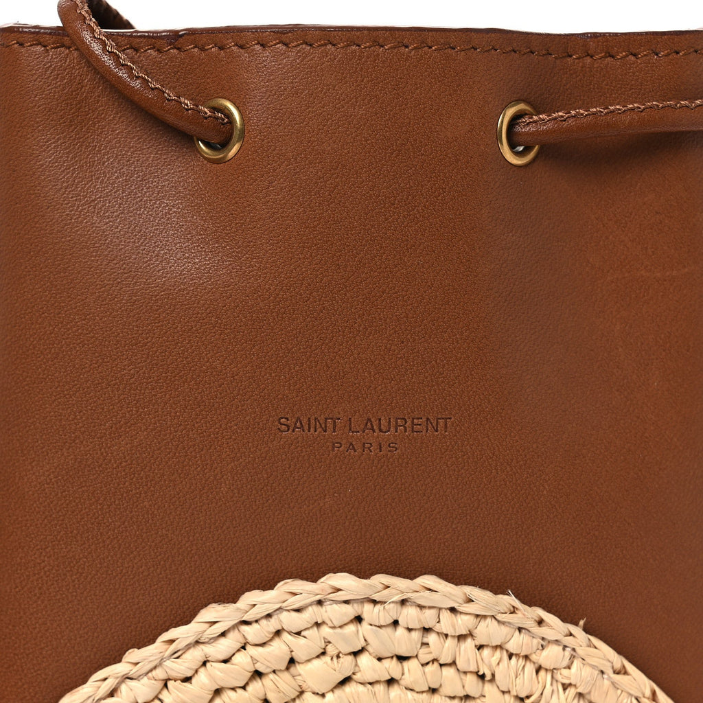 Raffia Cassandre Mini Pochon Crossbody Bag Brick Natural