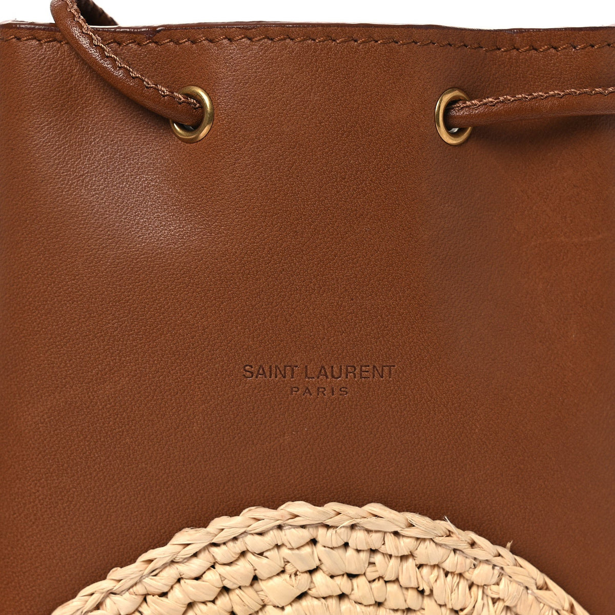 Raffia Cassandre Mini Pochon Crossbody Bag Brick Natural