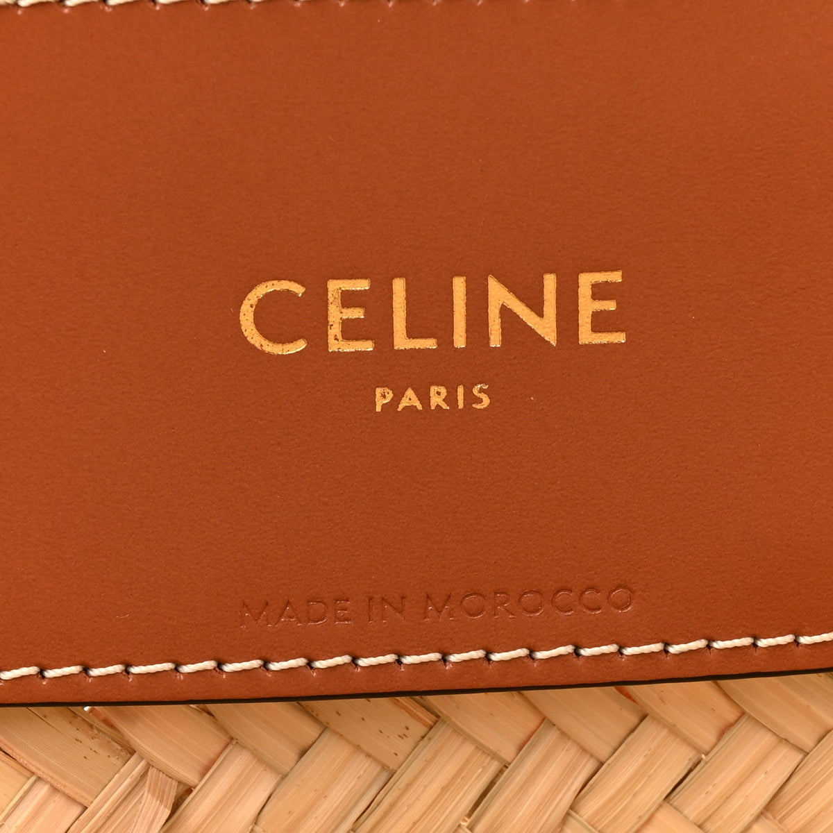 Raffia Calfskin Triomphe Medium Panier Tan