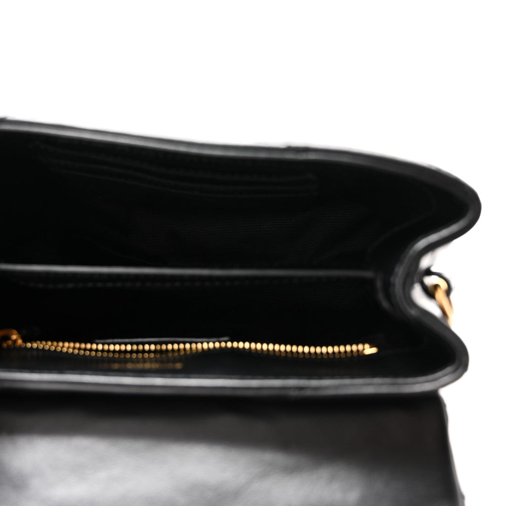 Calfskin Y Quilted Monogram Toy Loulou Crossbody Bag Black