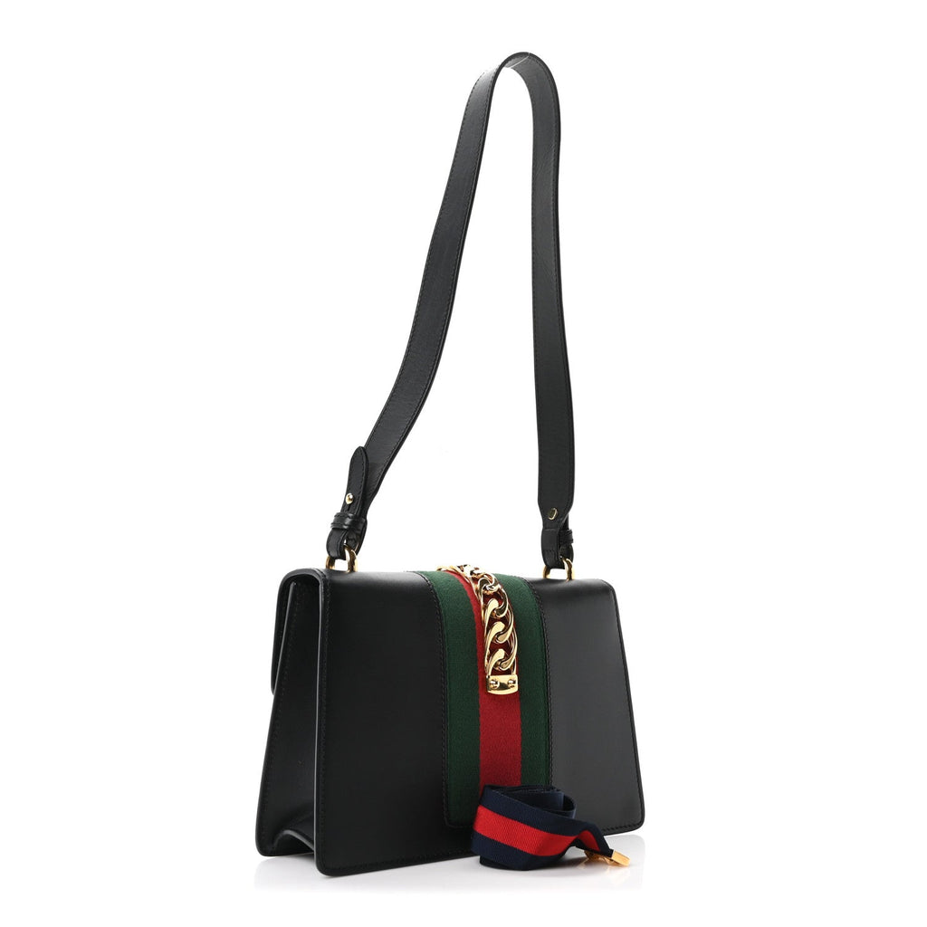 Calfskin Small Sylvie Shoulder Bag Black
