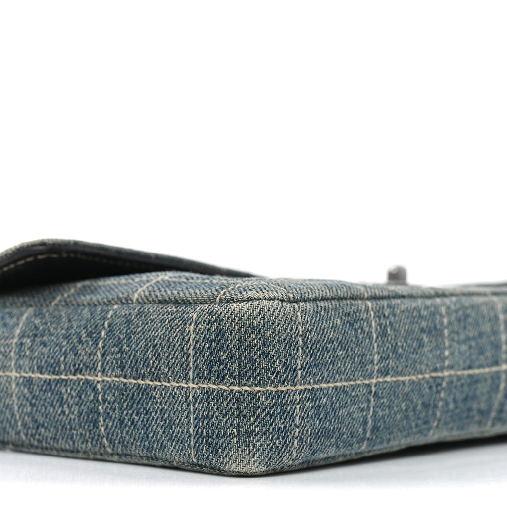 Denim Chocolate Bar Quilted East West Flap