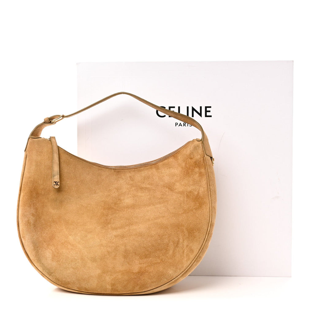 Suede Calfskin Large Lulu Shoulder Bag Beige