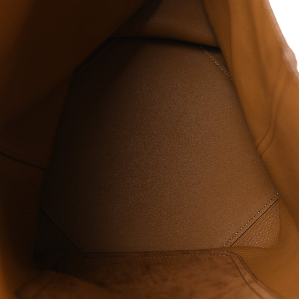 Suede Calfskin Medium Pebble Bucket Bag Tobacco