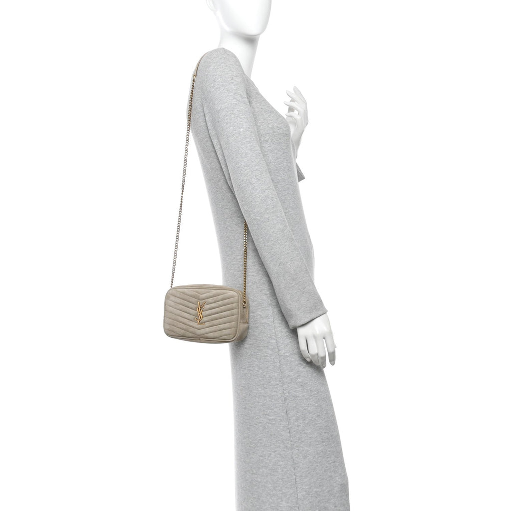 Suede Matelasse Monogram Mini Lou Camera Bag Matte Gold