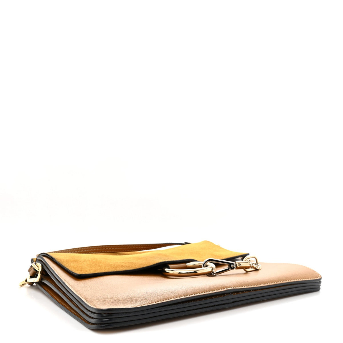 Suede Calfskin Medium Faye Shoulder Bag Mustard Brown