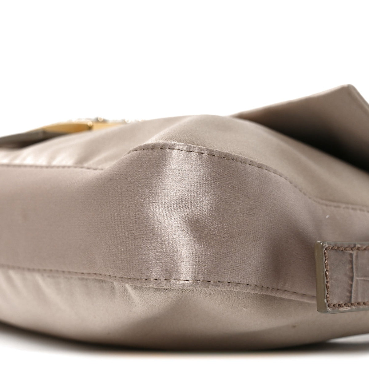 Satin Calfskin Crystal Crocodile Embossed Baguette Grey