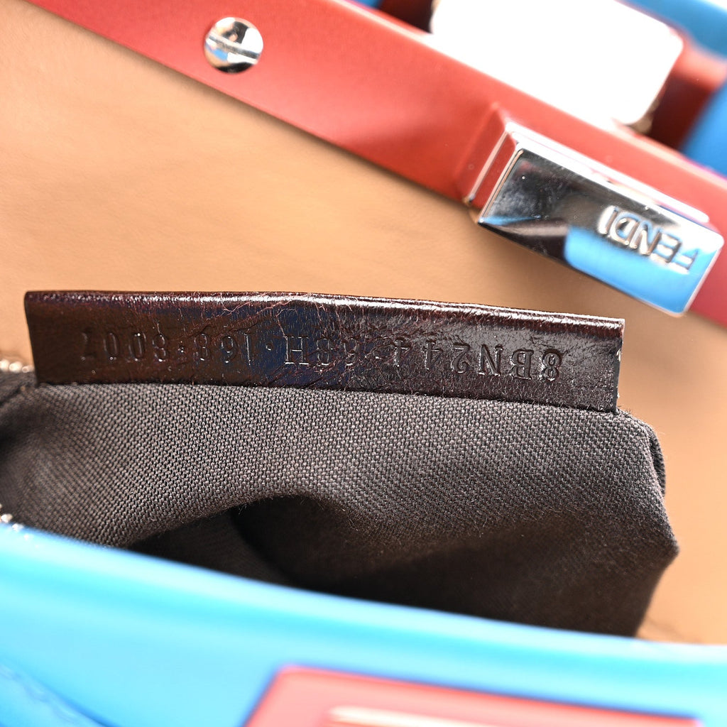 Nappa Colorblock Mini Peekaboo Iconic Satchel Blue Royal Papavero Cuoio