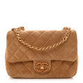 Suede Quilted Mini Flap Dark Beige