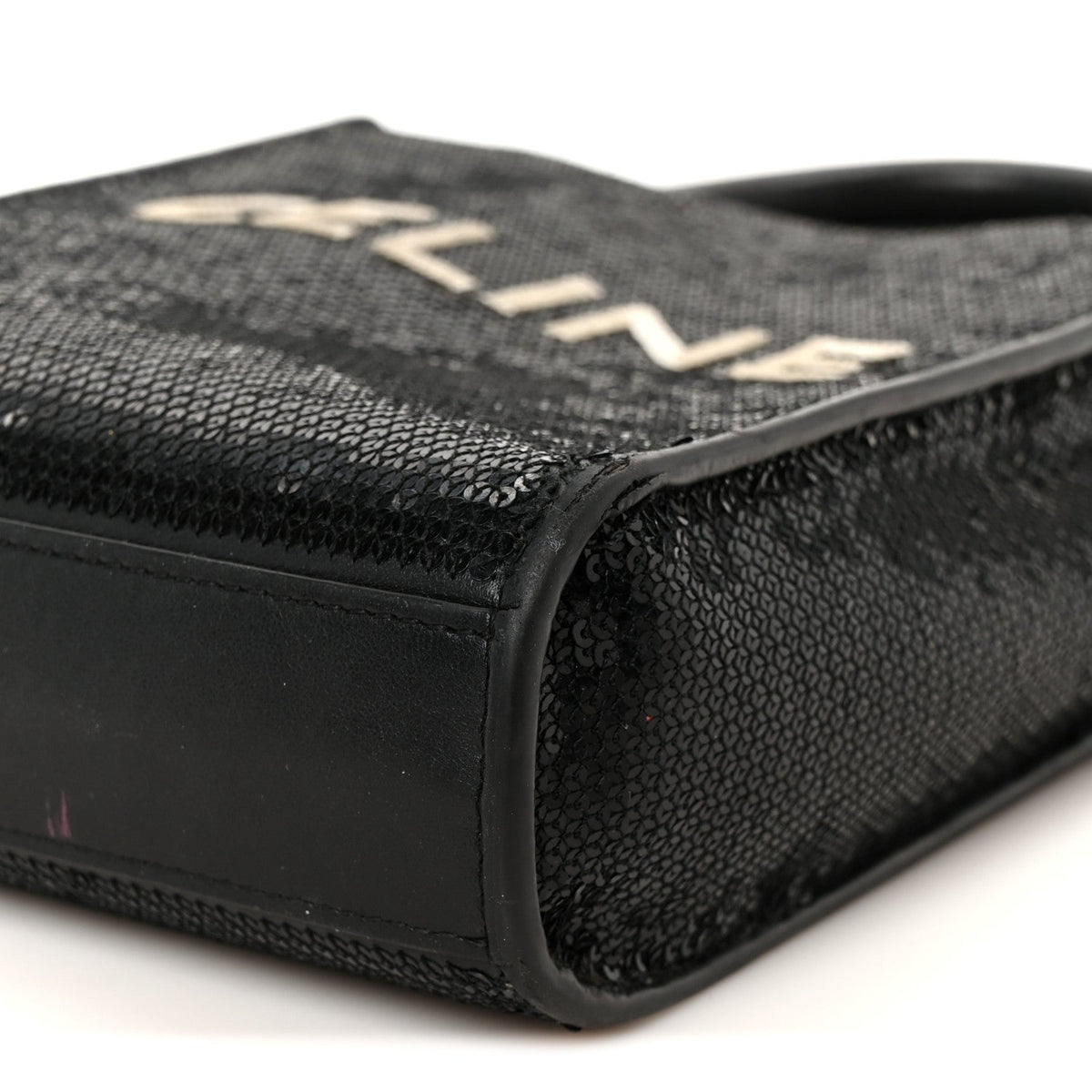 Sequin Calfskin Mini Vertical Cabas Black White