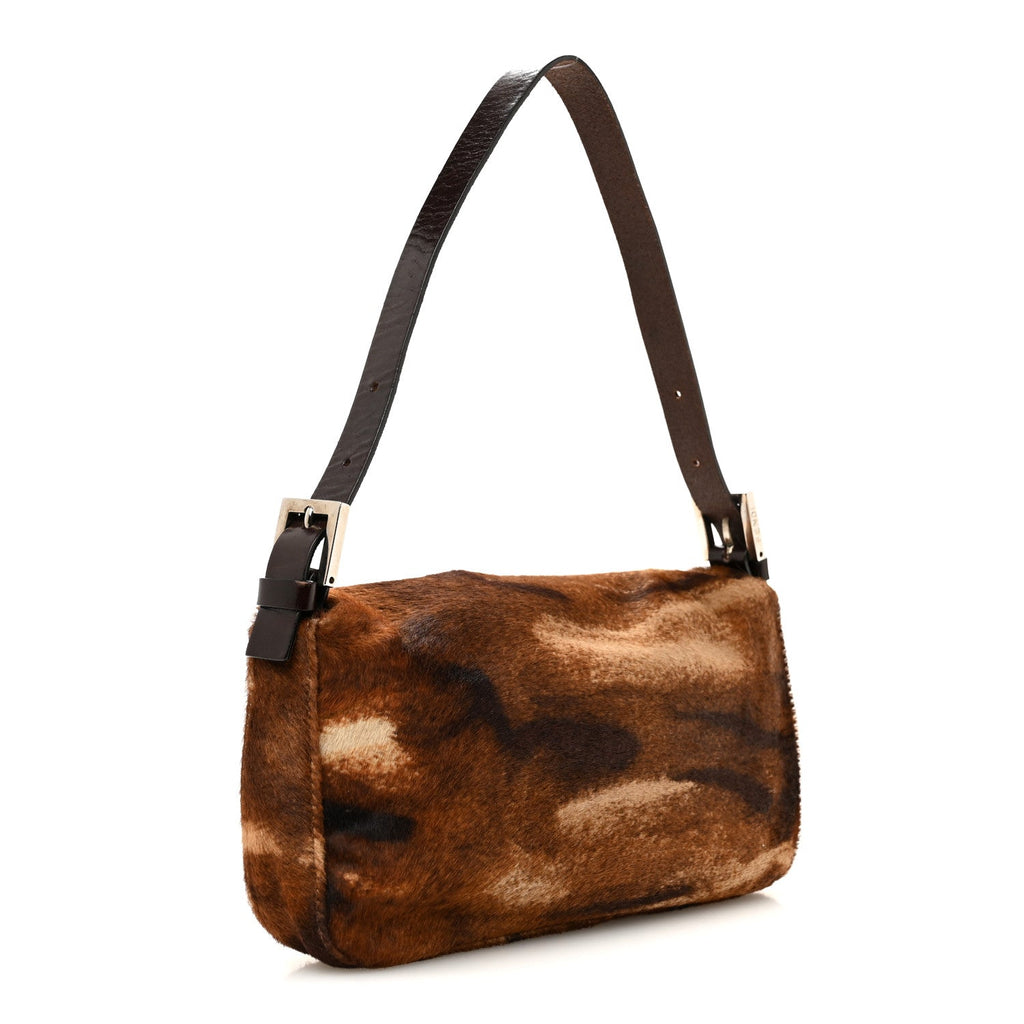 Calf Hair Zebra Print Baguette Brown
