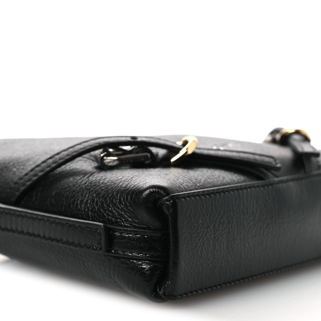 Tumbled Calfskin Nano Voyou Bag Black