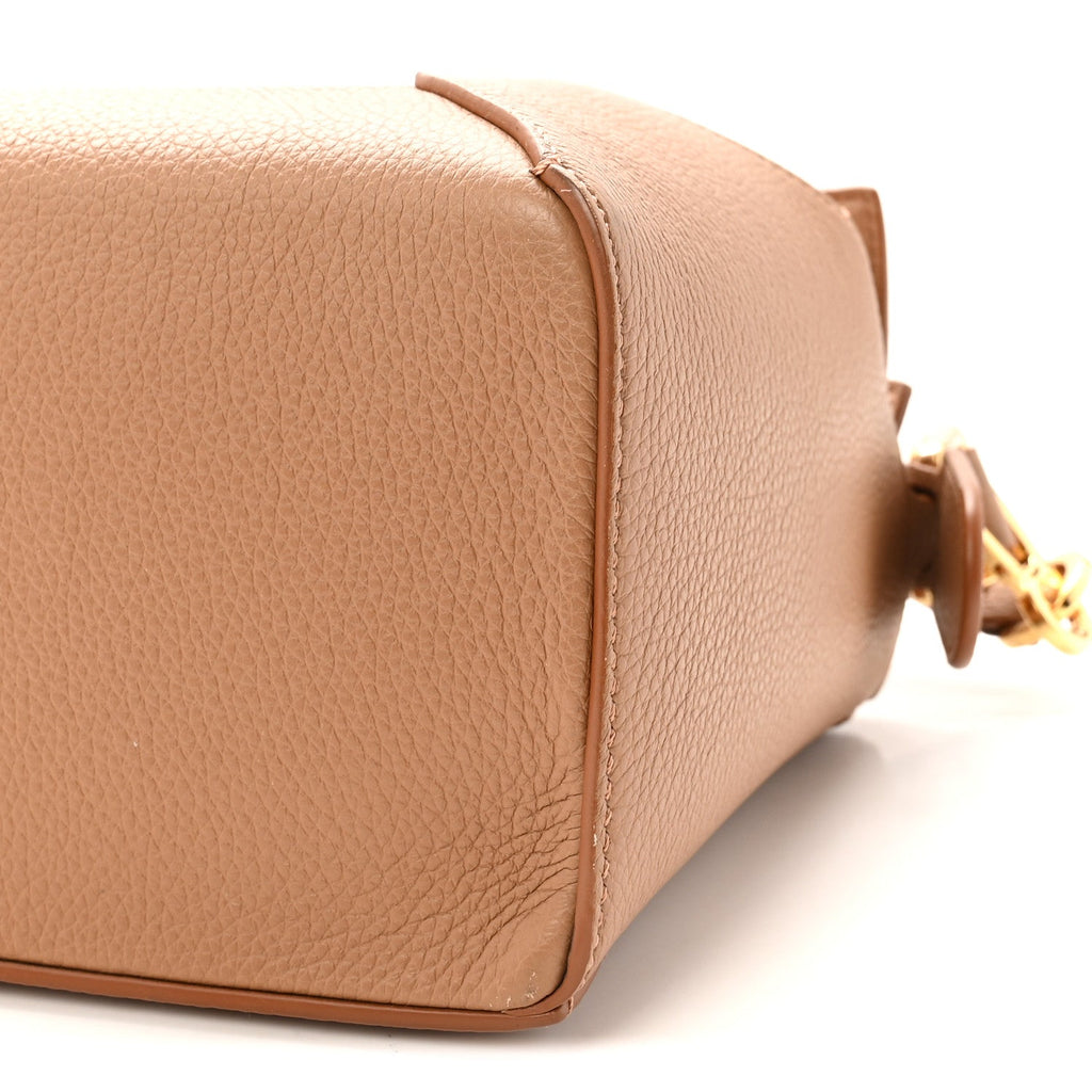 Grained Calfskin Small Puzzle Edge Bag Toffee