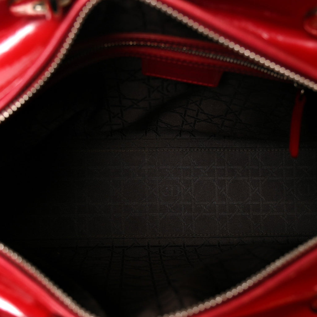 Patent Cannage Large Lady Dior Red