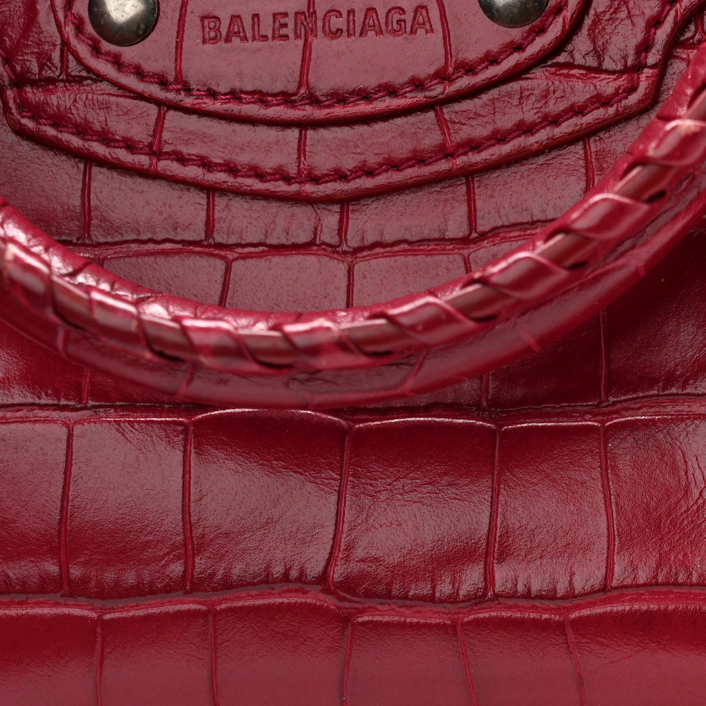 Calfskin Crocodile Embossed Neo Classic Silver Hardware S City Raspberry