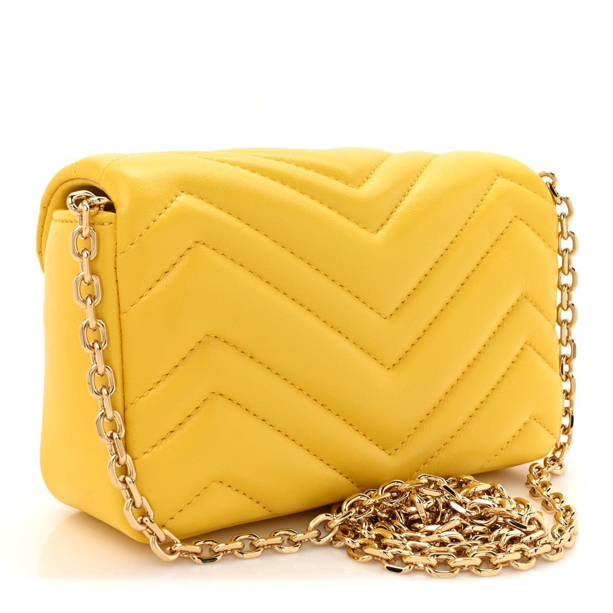 Lambskin Matelasse Mini GG Marmont Shoulder Bag Yellow