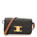 Canvas Calfskin Triomphe Shoulder Bag Tan