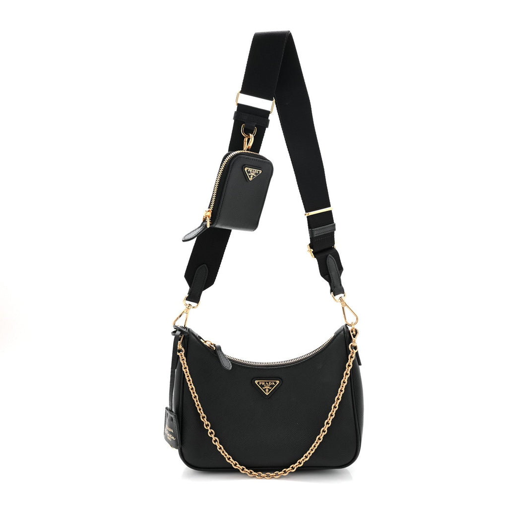 Saffiano Lux Re-Edition 2005 Shoulder Bag Black